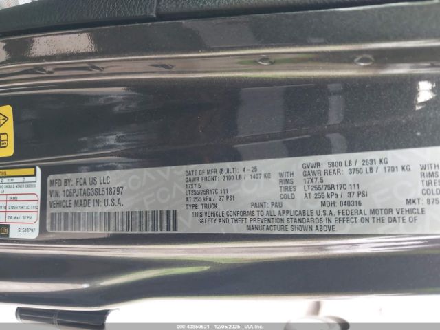 2025 JEEP GLADIATOR 1C6PJTAG3SL518797 Photo 8