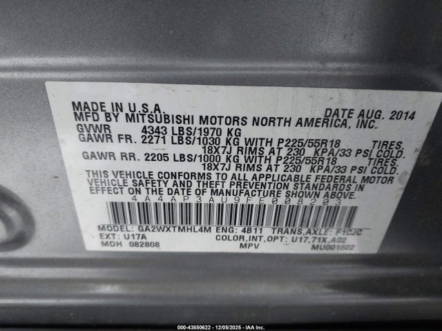 2015 MITSUBISHI OUTLANDER SPORT 4A4AP3AU9FE008203 Photo 8