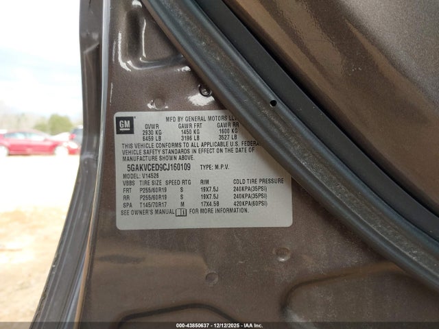 Aukcja sprzedaży 2012 Buick Enclave Leather, vin: 5GAKVCED9CJ160109, numer aukcji: 43850637