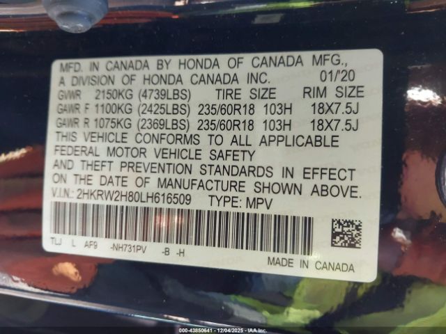 2020 HONDA CR-V 2HKRW2H80LH616509 Photo 8