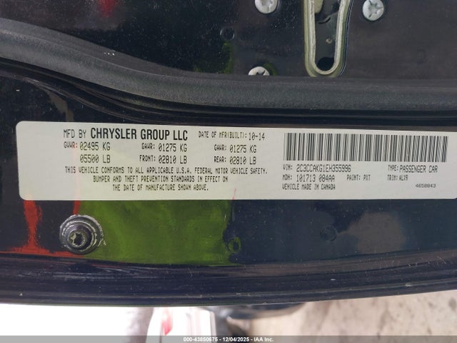 Продаж на аукціоні авто 2014 Chrysler 300c Awd, vin: 2C3CCAKG1EH355996, номер лоту: 43850675
