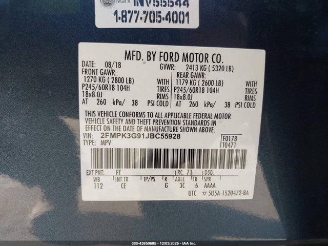 Ford EDGE SE 2018 2FMPK3G91JBC55928 Image 9