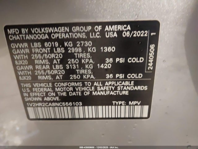 2022 VOLKSWAGEN ATLAS 1V2HR2CA8NC556103 Photo 8