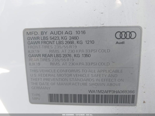 WA1M2AFP3HA069366 Audi Q5 2.0t Premium