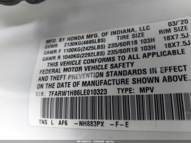 2020 HONDA CR-V 7FARW1H86LE010323 Photo 8