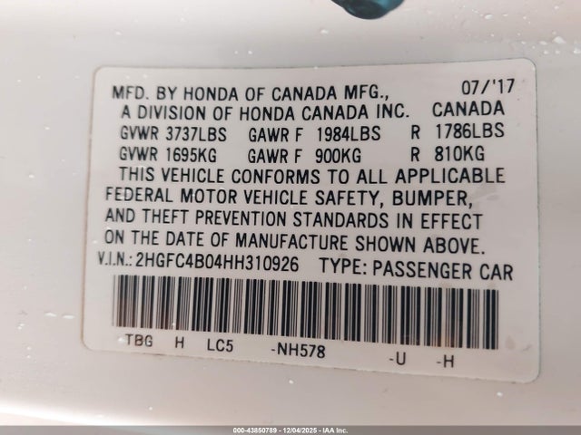 Honda Civic Lx-p 2017 2HGFC4B04HH310926 Image 9