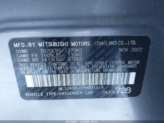 2023 MITSUBISHI MIRAGE ML32AUHJ1PH003319 Photo 8