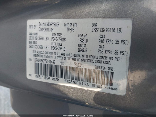 2007 DODGE DAKOTA 1D7HW48K77S141442 Photo 8