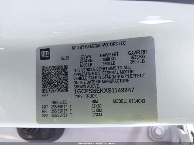 1GCPSBEKXS1149947 Chevrolet Colorado 2wd Wt