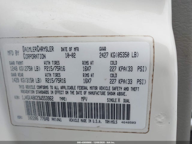 2003 JEEP LIBERTY 1J4GK48K23W553962 Photo 8