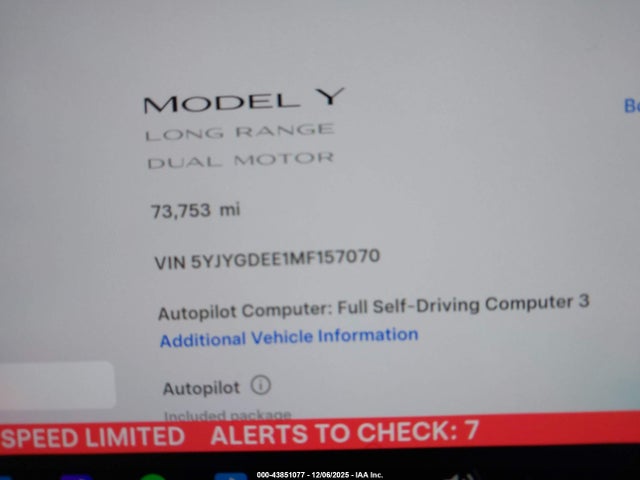 2021 TESLA MODEL Y 5YJYGDEE1MF157070 Photo 6