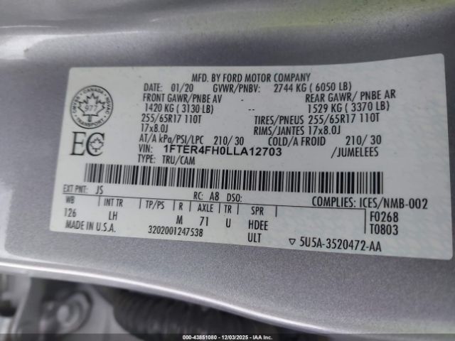 2020 FORD RANGER 1FTER4FH0LLA12703 Photo 8