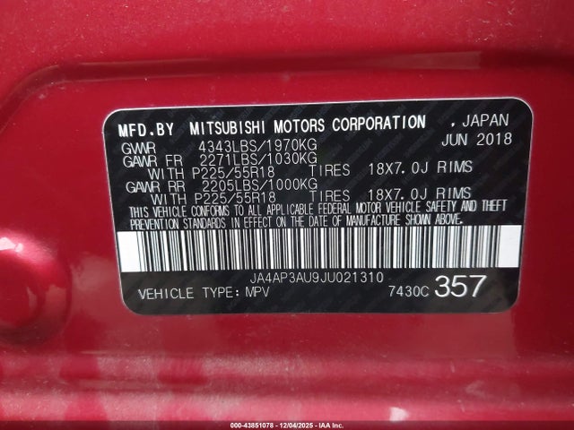 2018 MITSUBISHI OUTLANDER SPORT JA4AP3AU9JU021310 Photo 8