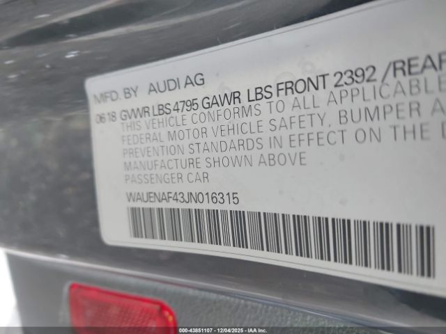 2018 AUDI A4 WAUENAF43JN016315 Photo 8
