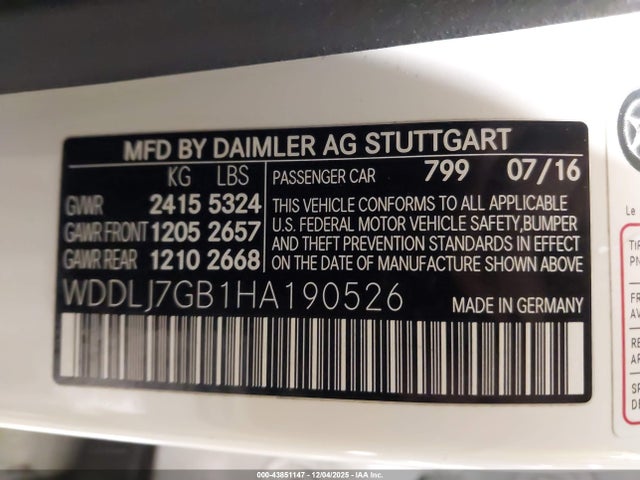 Aukcja sprzedaży 2017 Mercedes-benz Amg Cls 63 S 4matic, vin: WDDLJ7GB1HA190526, numer aukcji: 43851147