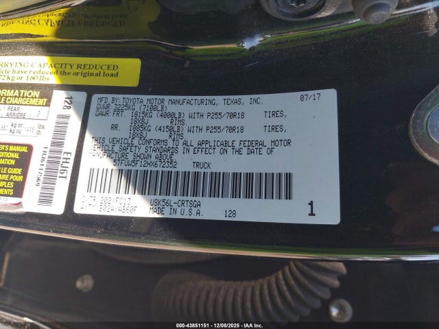 5TFUW5F12HX672352 Toyota Tundra Sr5 5.7l V8