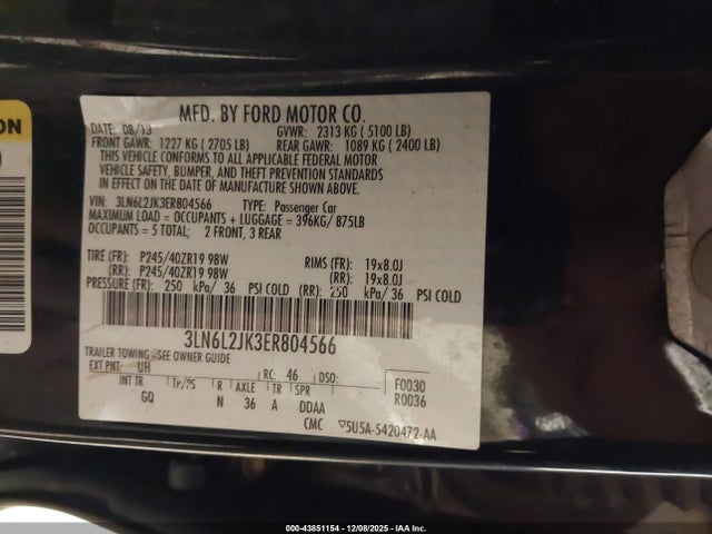 Lincoln MKZ 2014 3LN6L2JK3ER804566 Image 9