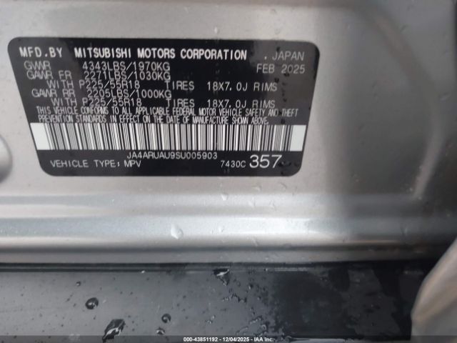 2025 MITSUBISHI OUTLANDER SPORT JA4ARUAU9SU005903 Photo 8