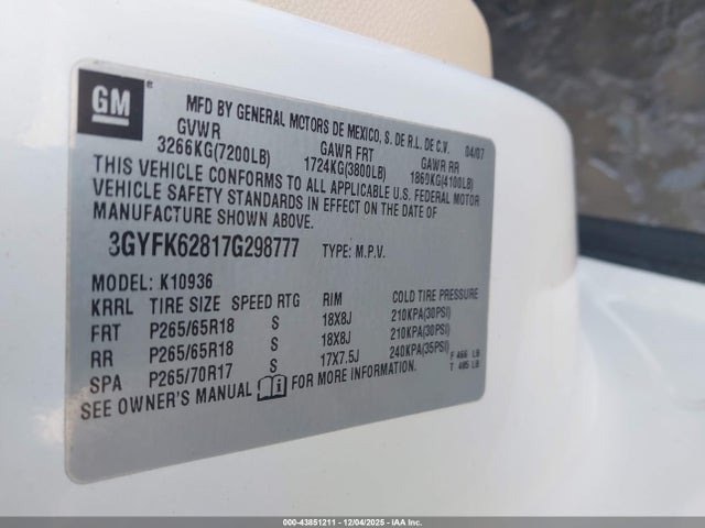 2007 CADILLAC ESCALADE EXT 3GYFK62817G298777 Photo 8