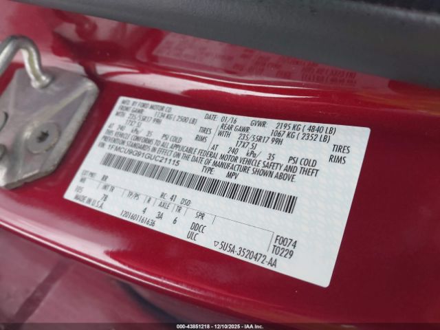 2016 FORD ESCAPE 1FMCU9G91GUC21115 Photo 8