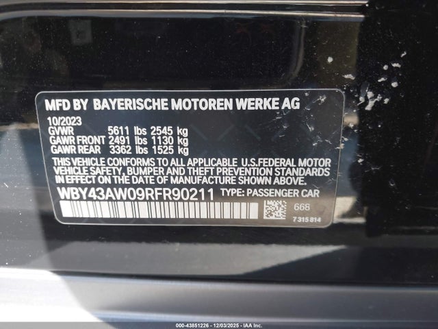 WBY43AW09RFR90211 BMW I4 Gran Coupe Edrive35