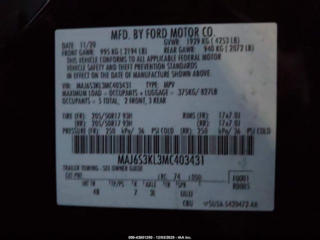 2021 FORD ECOSPORT MAJ6S3KL3MC403431 Photo 8