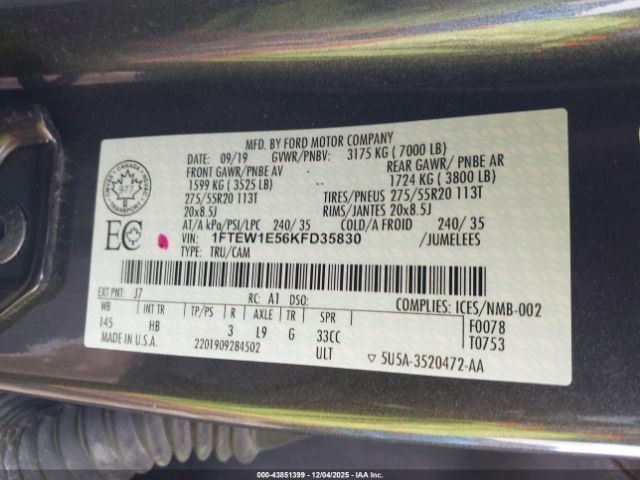 2019 FORD F-150 1FTEW1E56KFD35830 Photo 8