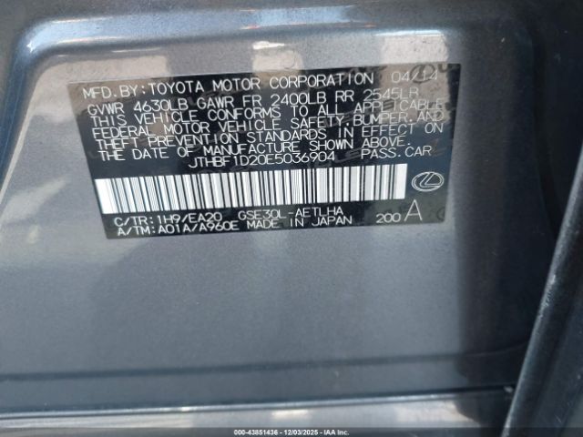 2014 LEXUS IS 250 JTHBF1D20E5036904 Photo 8