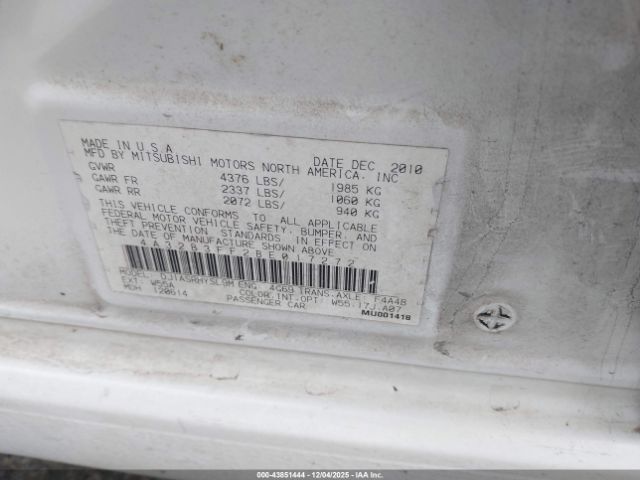 2011 MITSUBISHI GALANT 4A32B3FF2BE017272 Photo 8