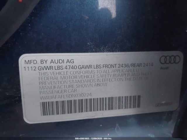 2013 AUDI A4 WAUAFAFL5DN030224 Photo 8
