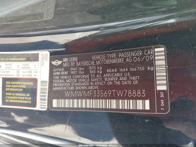 2009 MINI COOPER WMWMF33569TW78883 Photo 8