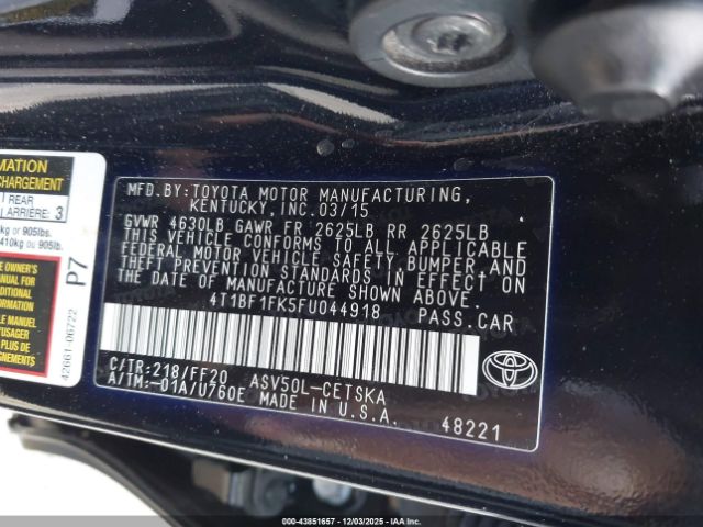 2015 TOYOTA CAMRY 4T1BF1FK5FU044918 Photo 8