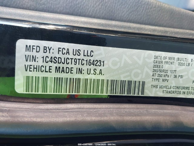 1C4SDJCT9TC164231 Dodge Durango Gt Plus Hemi V8 Awd