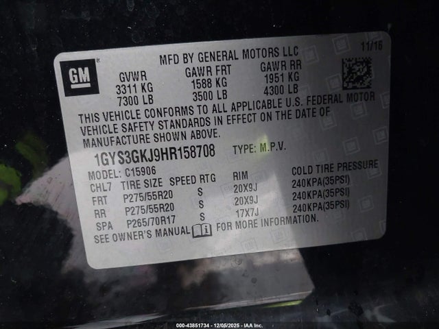 2017 CADILLAC ESCALADE ESV 1GYS3GKJ9HR158708 Photo 8