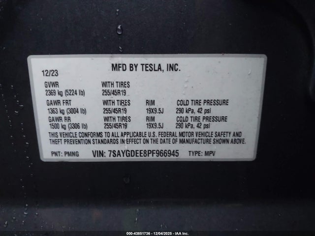 2023 TESLA MODEL Y 7SAYGDEE8PF966945 Photo 8