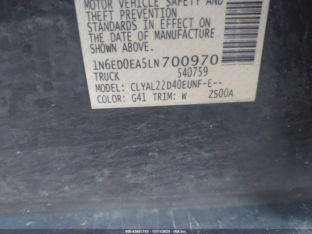 Nissan Frontier Sv 4x2 2020 1N6ED0EA5LN700970 Image 9