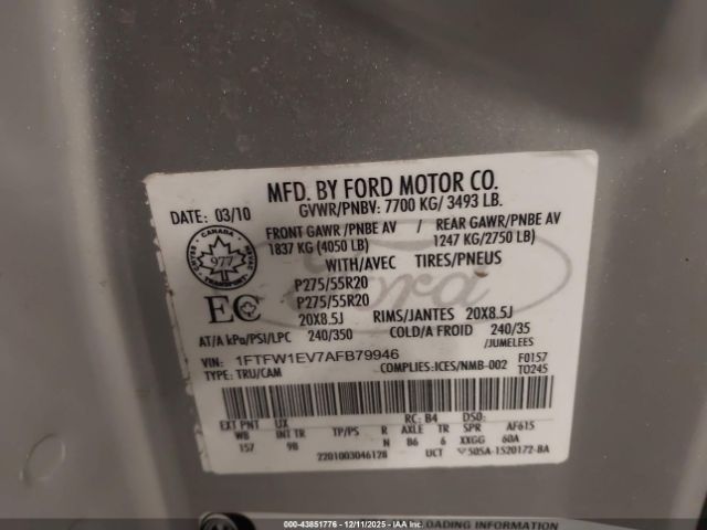 2010 FORD F-150 1FTFW1EV7AFB79946 Photo 8