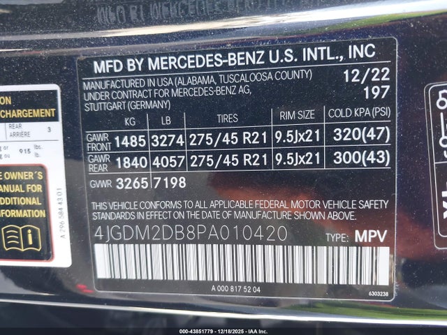 2023 MERCEDES-BENZ EQS 450+ SUV 4JGDM2DB8PA010420 Photo 8