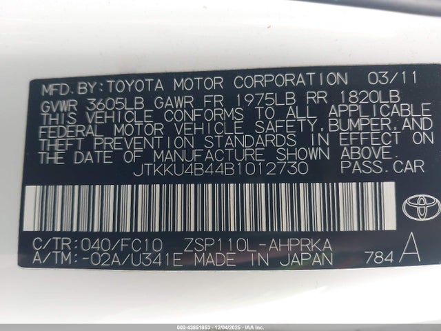 2011 SCION XD JTKKU4B44B1012730 Photo 8