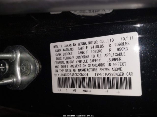 2012 ACURA TSX JH4CU2F48CC005004 Photo 8