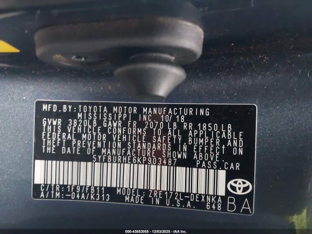 Toyota COROLLA LE 2019 5YFBURHE6KP903487 Image 9