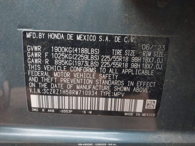 2024 HONDA HR-V 3CZRZ1H58RM710934 Photo 8