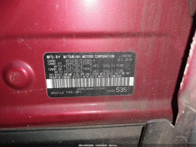 2019 MITSUBISHI ECLIPSE CROSS JA4AS3AA4KZ018940 Photo 8