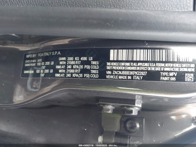 2019 Jeep Renegade Latitude 4x4 მანქანა იყიდება აუქციონზე, vin: ZACNJBBB3KPK22927, აუქციონის ნომერი: 43852116