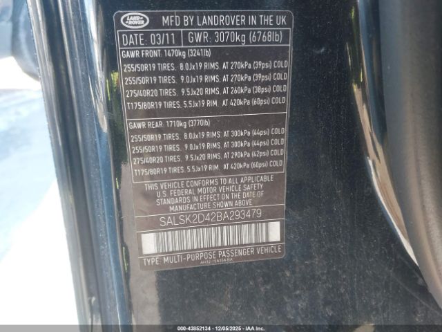 2011 LAND ROVER RANGE ROVER SPORT SALSK2D42BA293479 Photo 8