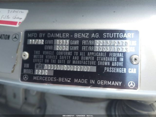 1983 MERCEDES-BENZ 300 WDBAB33A0DB022707 Photo 8