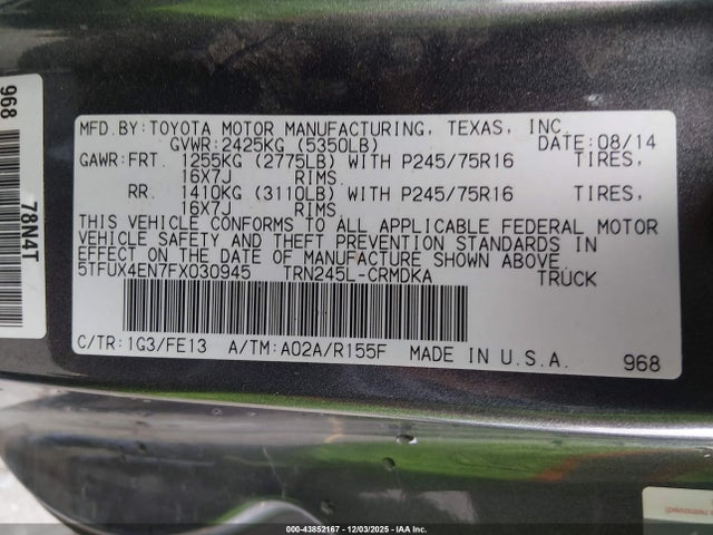 Toyota Tacoma 2015 5TFUX4EN7FX030945 Image 9