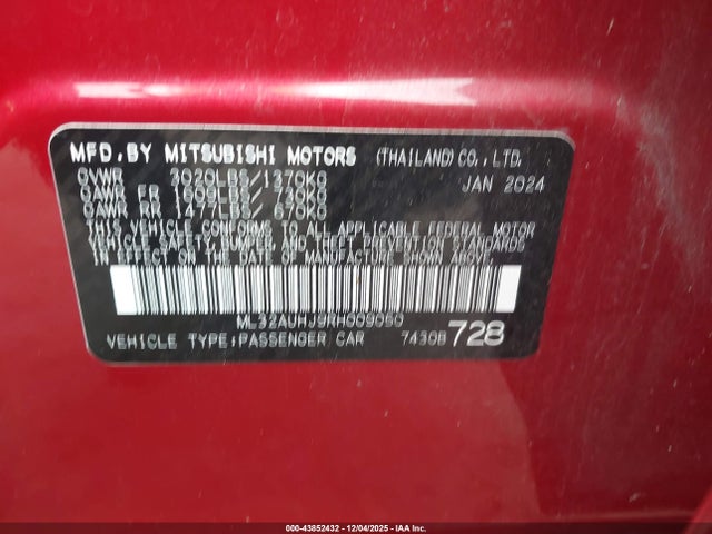 2024 MITSUBISHI MIRAGE ML32AUHJ9RH009050 Photo 8