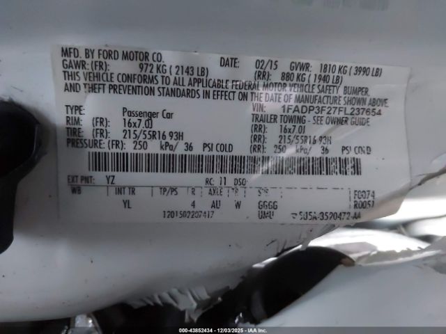 2015 FORD FOCUS 1FADP3F27FL237654 Photo 8