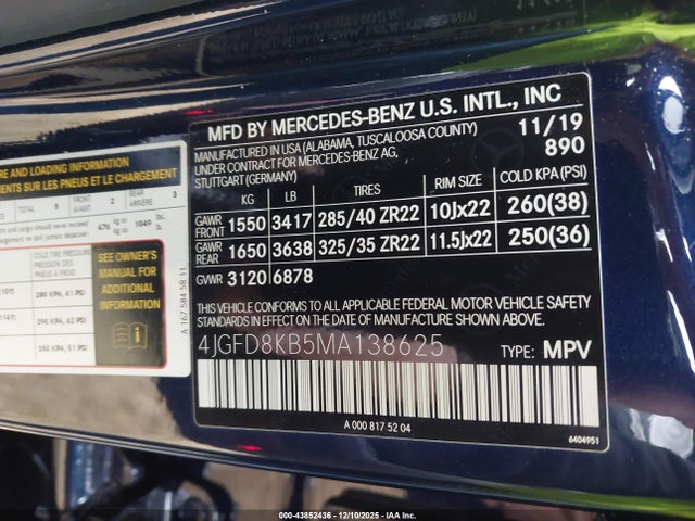 4JGFD8KB5MA138625 Mercedes-Benz Amg Gle 63 Coupe S 4matic